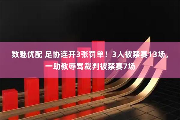 数魅优配 足协连开3张罚单！3人被禁赛13场，一助教辱骂裁判被禁赛7场