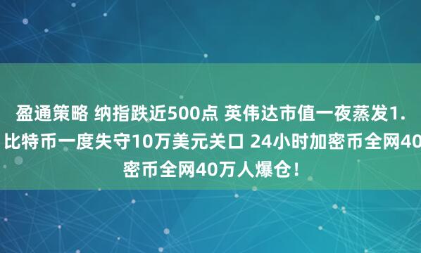 盈通策略 纳指跌近500点 英伟达市值一夜蒸发1.4万亿元!比特币一度失守10万美元关口 24小时加密币全网40万人爆仓!